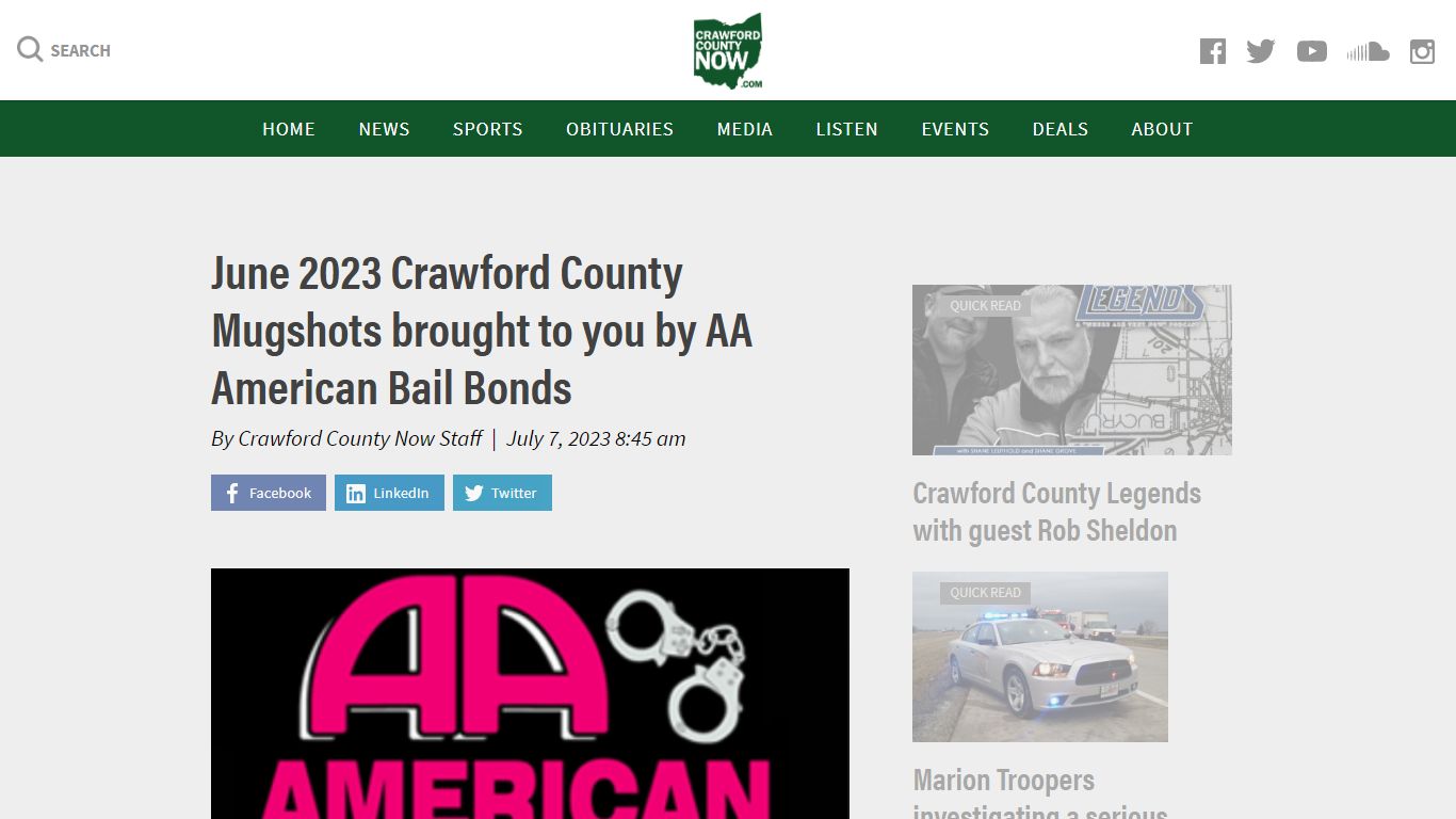 June 2023 Crawford County Mugshots brought to you by AA American Bail ...
